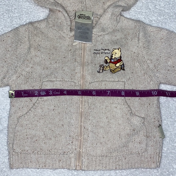 Disney sincerely Pooh oatmeal knit zip hooded eared sweater 0/3m - Picture 4 of 8